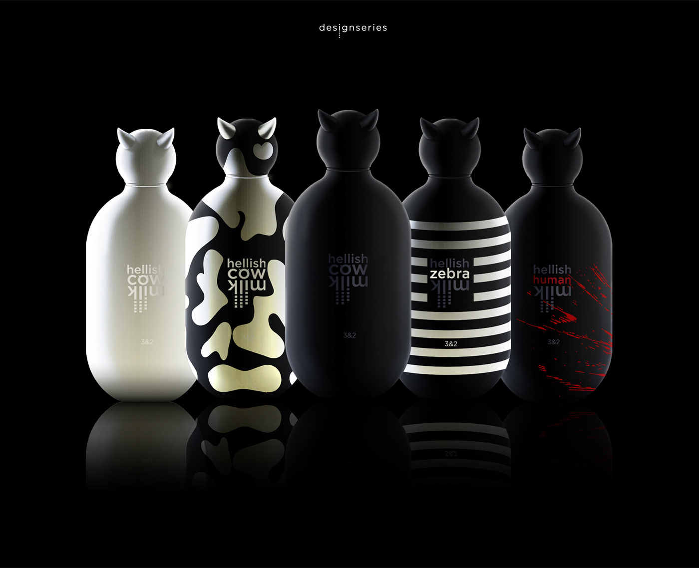 3D branding  packagingmilk packagedesign milk hell creative black white almaty concept