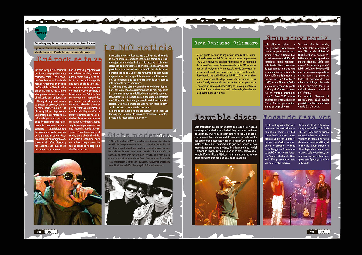 Diseño editorial rock nacional argentino revista magazine música y entretenimiento