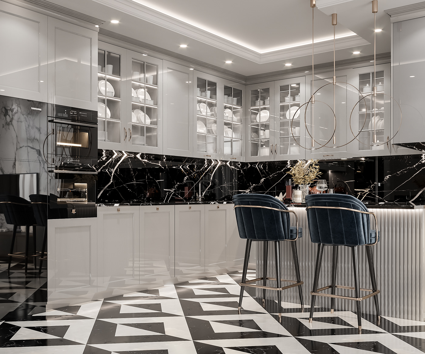 3D architecture corona render  Interior interior design  kitchen luxury modern Render visualization