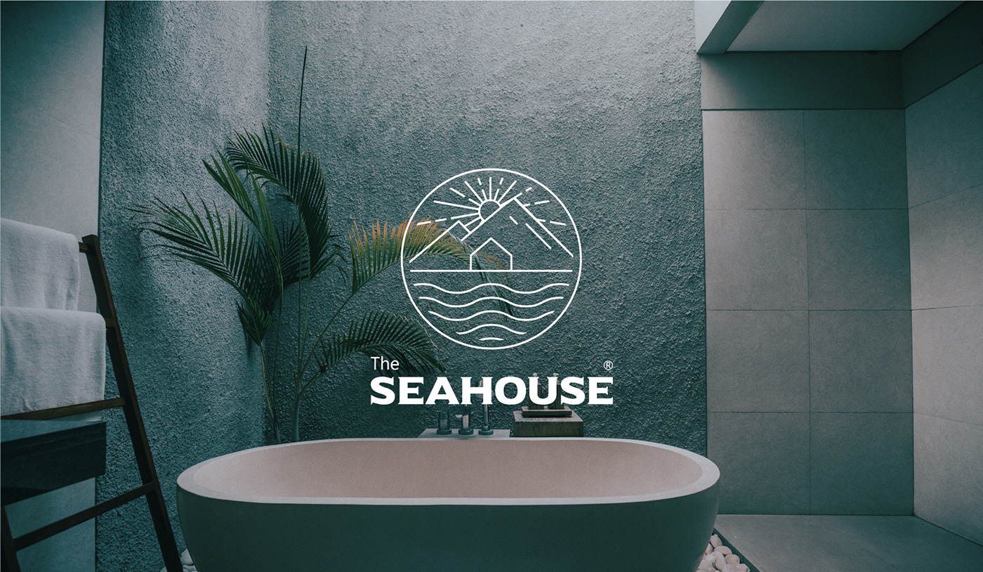 Seahouse Villa branding  identity hotel Logo Design sea Ocean relax business card