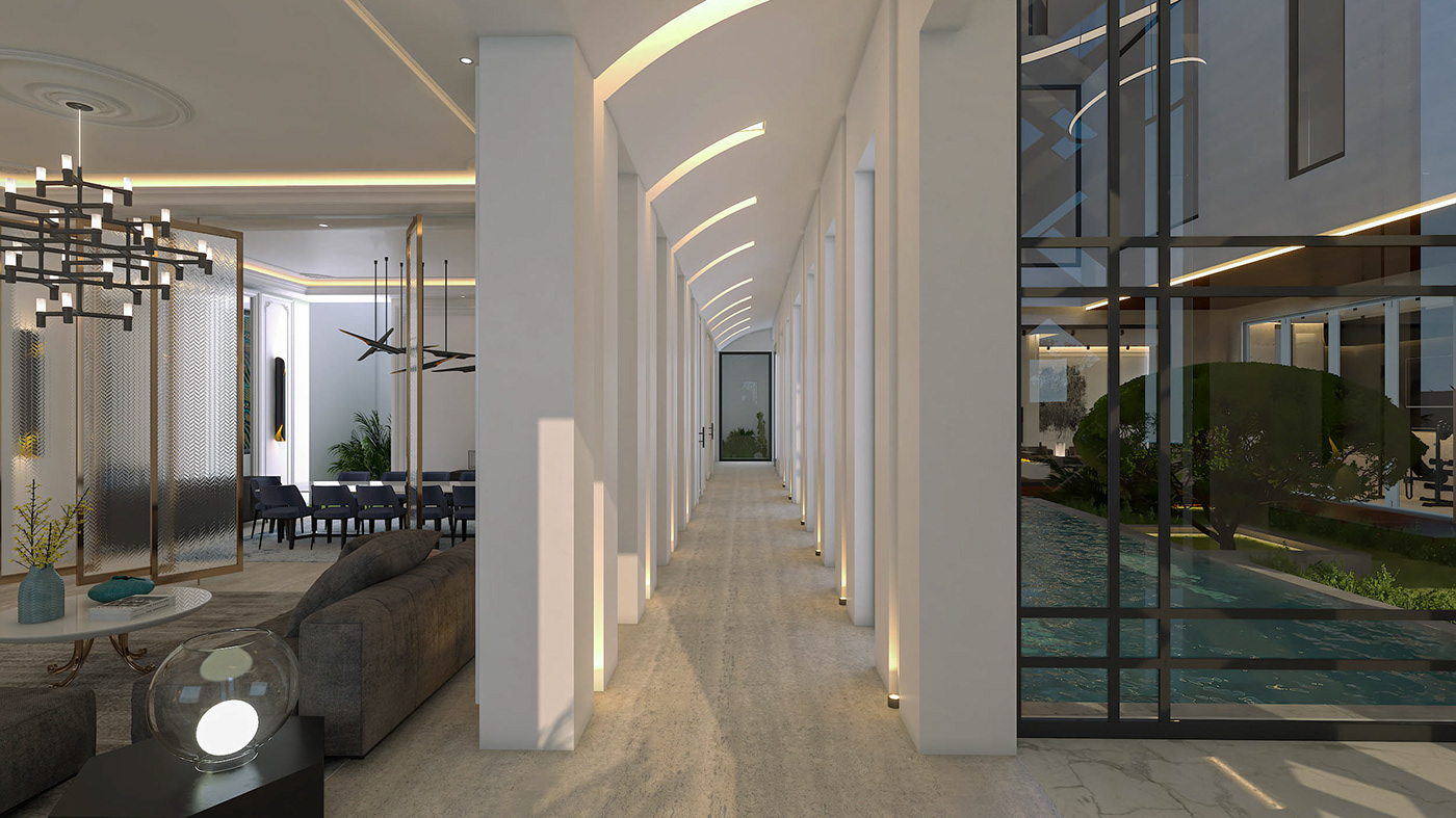 3D Render interior design  visualization 3ds max vray archviz modern Kuwait City Eslam Hamed