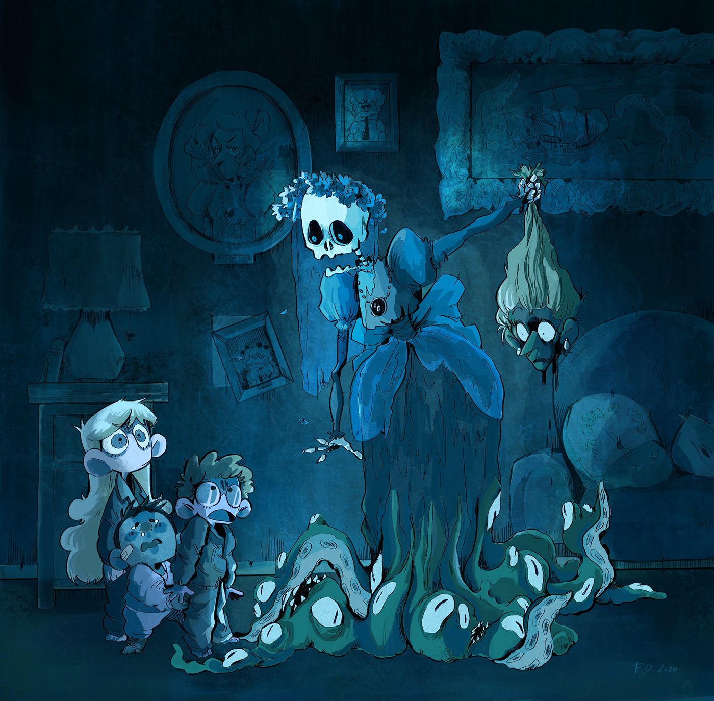 ILLUSTRATION  Digital Art  kids illustration horror creepy ghost Halloween illustration jeunesse spooky francesca dell'omodarme