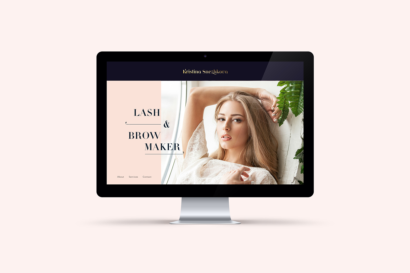 beauty lash brow maker brand identity design logo pink blue gold