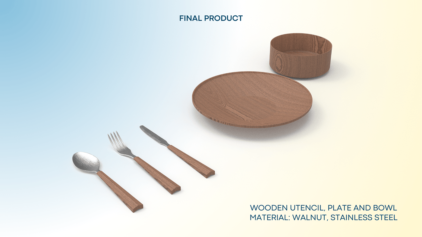 wood product design  3D Render design Stackable utensil