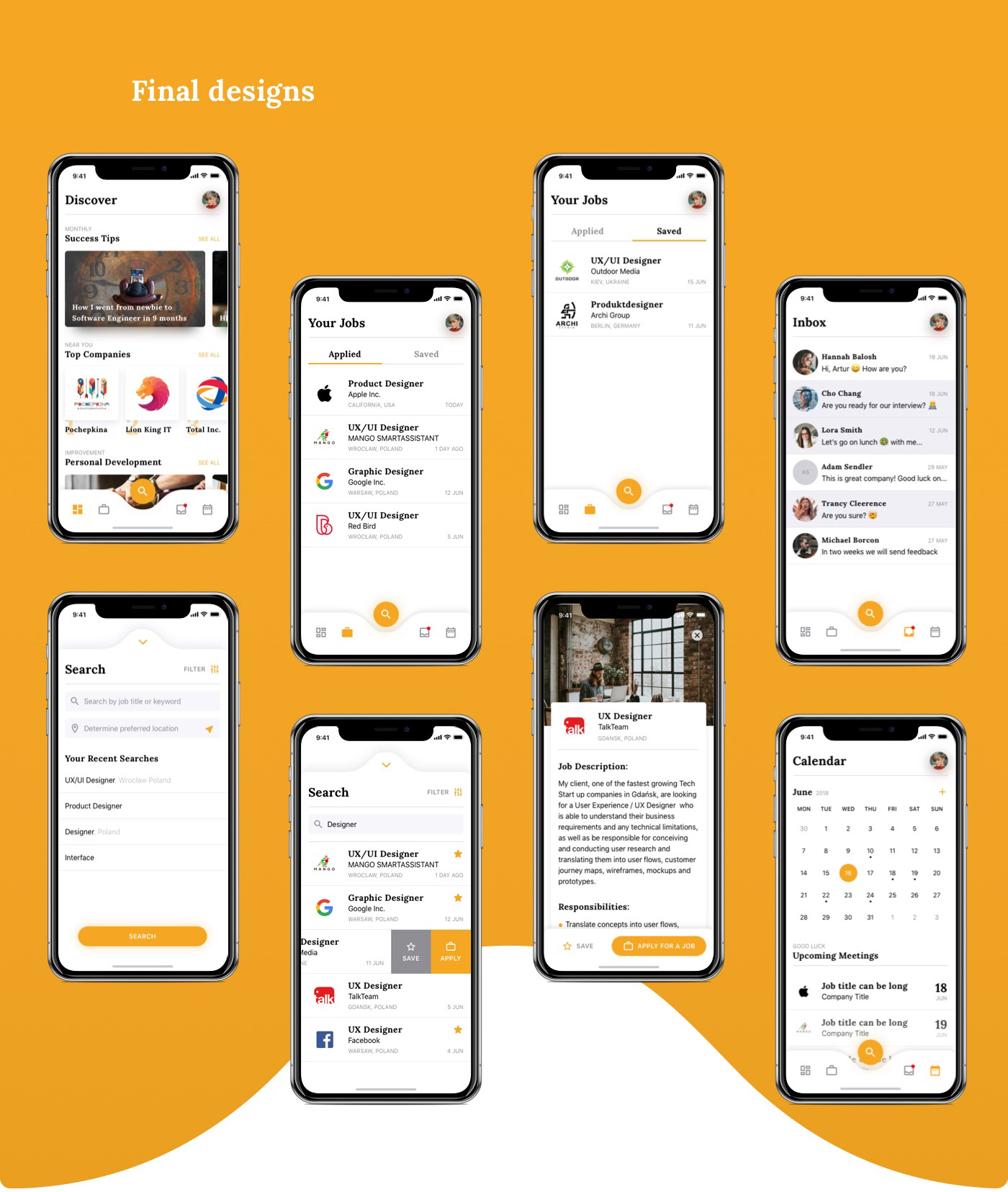 application ux/ui mobile interaction iPhone x job search HR