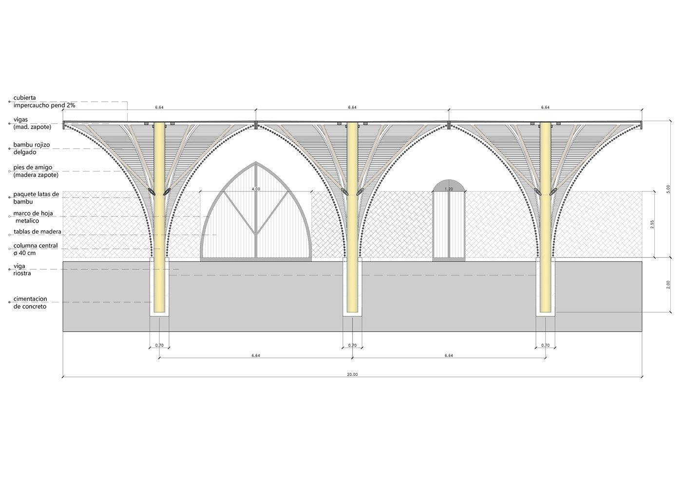 ilustracion Bambu sustentabilidade architecture plants proyecto arquitectura Render mexico planos
