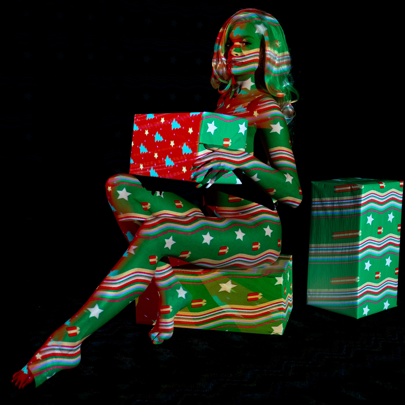 projection body art Implied Nude color Christmas