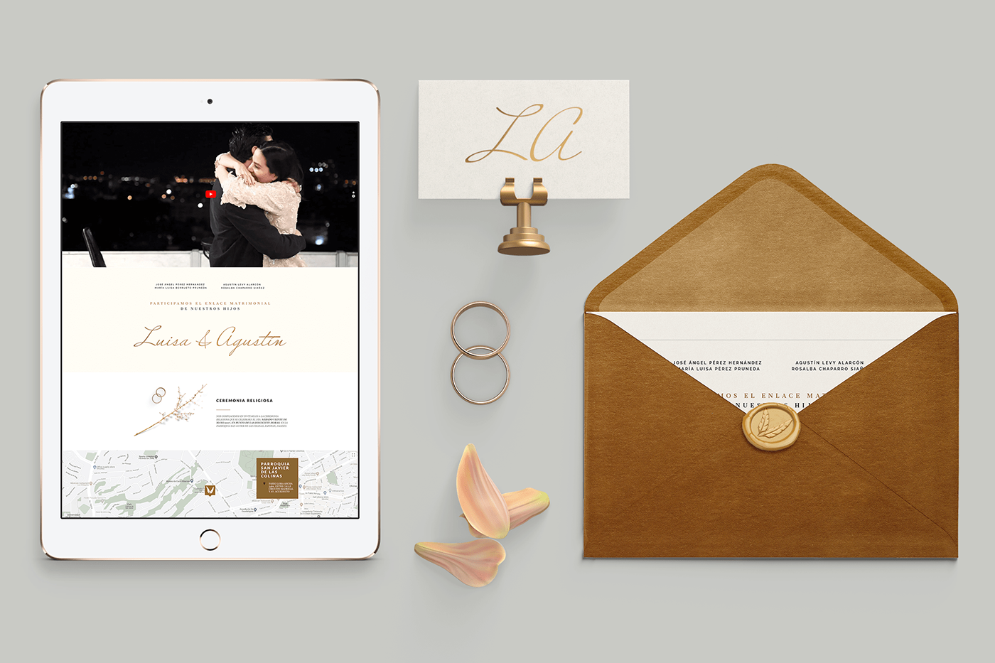 wedding branding  Invitation Stationery Website gold video graphic design typography  