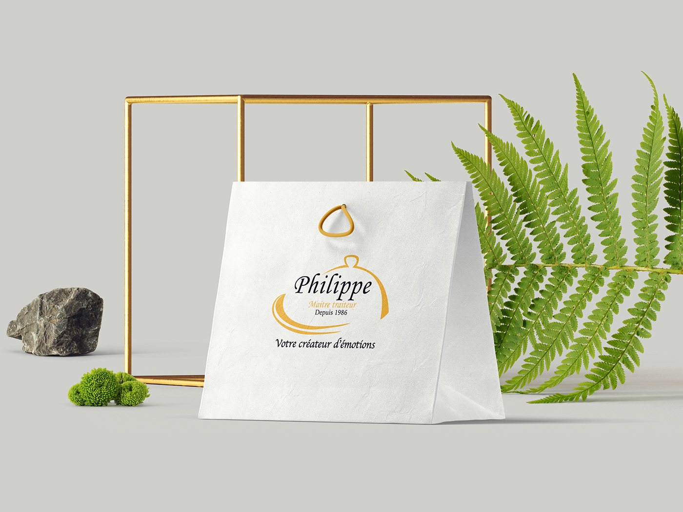 bag brand branding  Food  Logo Design Love Mockup pakaging philippe traiteur restaurant