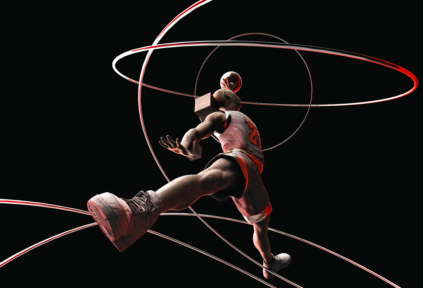 notorious jordan Nike nastplas basketball jumpman design Architectonic sculpture 3D