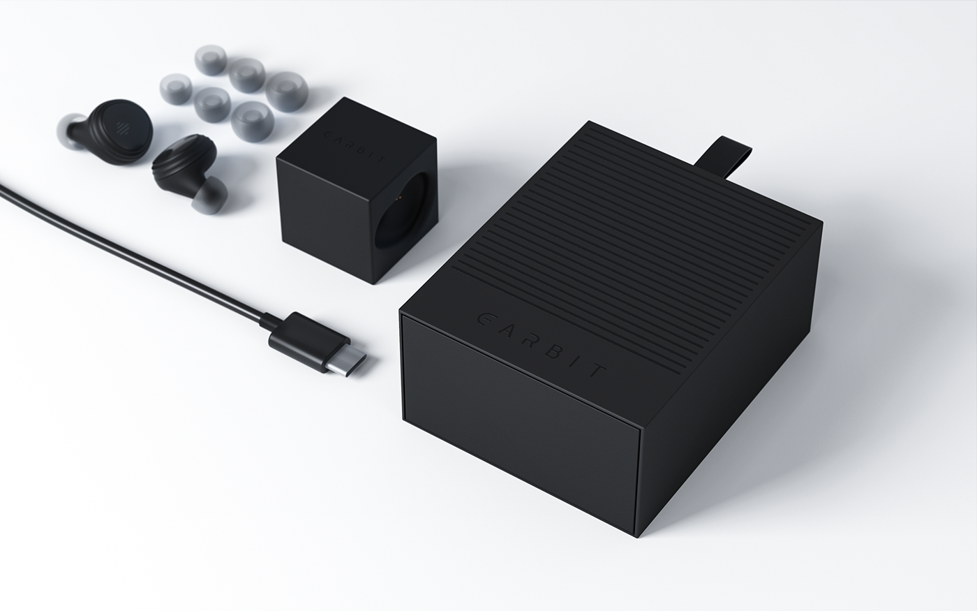 Smart wireless Earbuds alto earbit vinylblack Web industrial design product design Startup