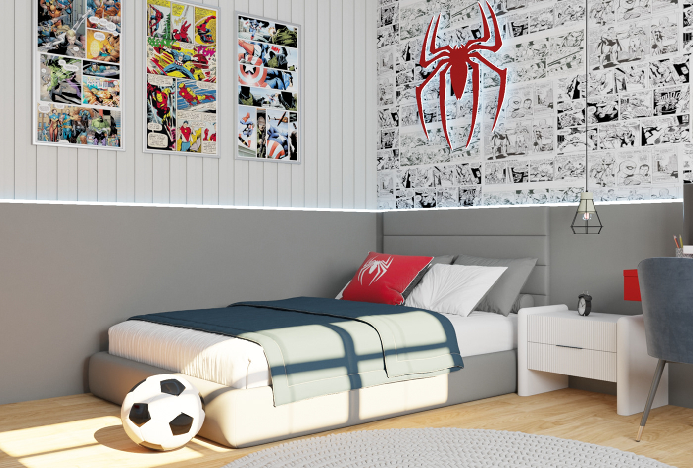 spiderman kidsroom bedroom Interior 3ds max vray