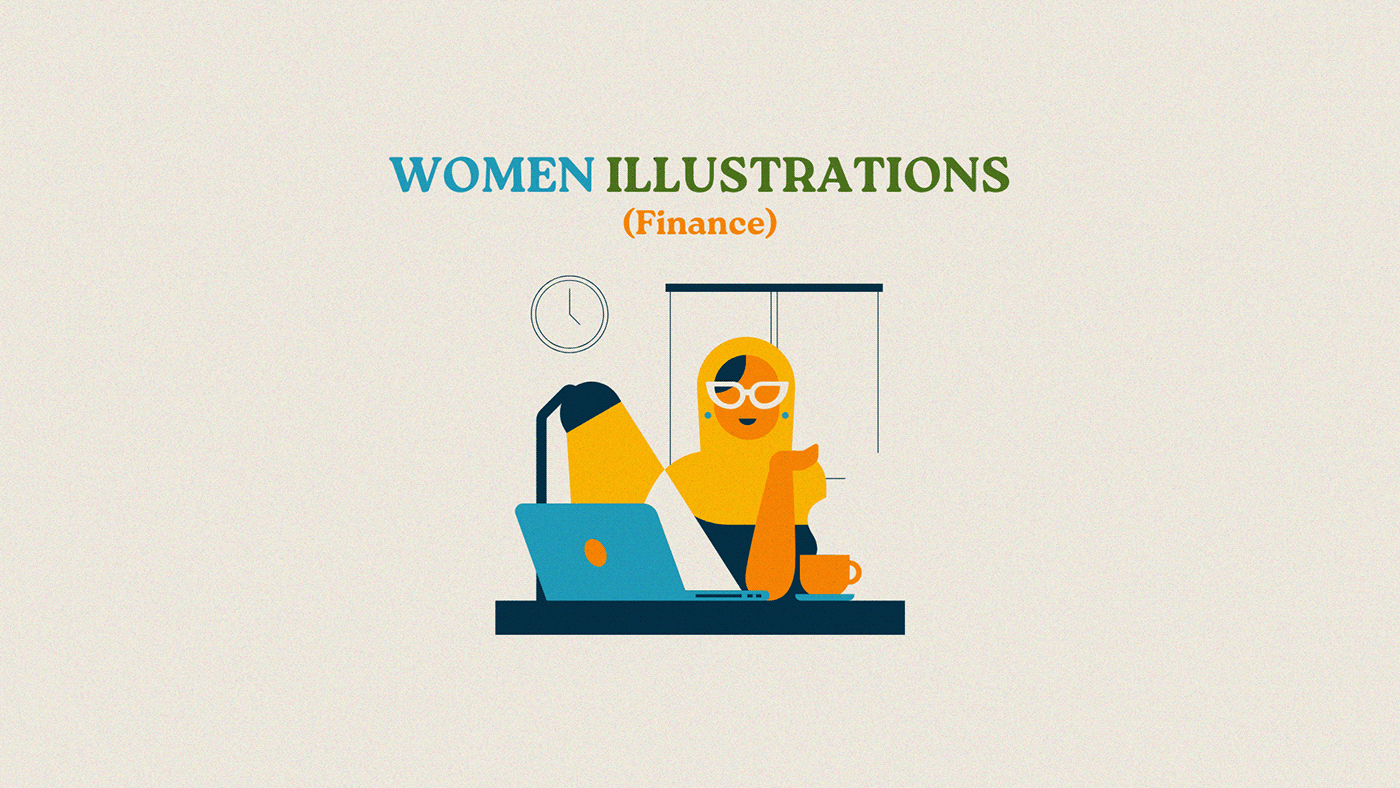 adobe illustrator diverse finance ILLUSTRATION  job money save she vector women