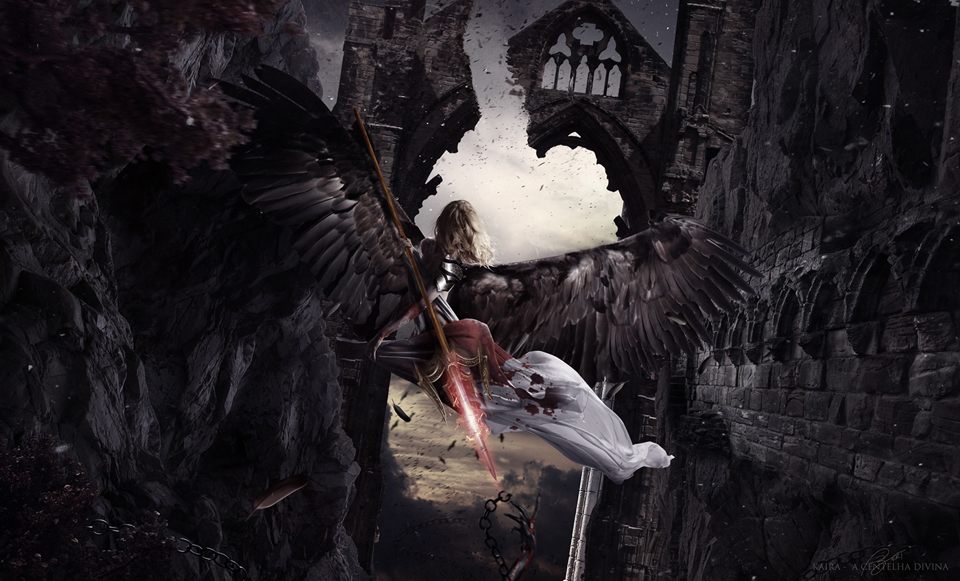 angel dark photomanipulation fantasy demon Sword