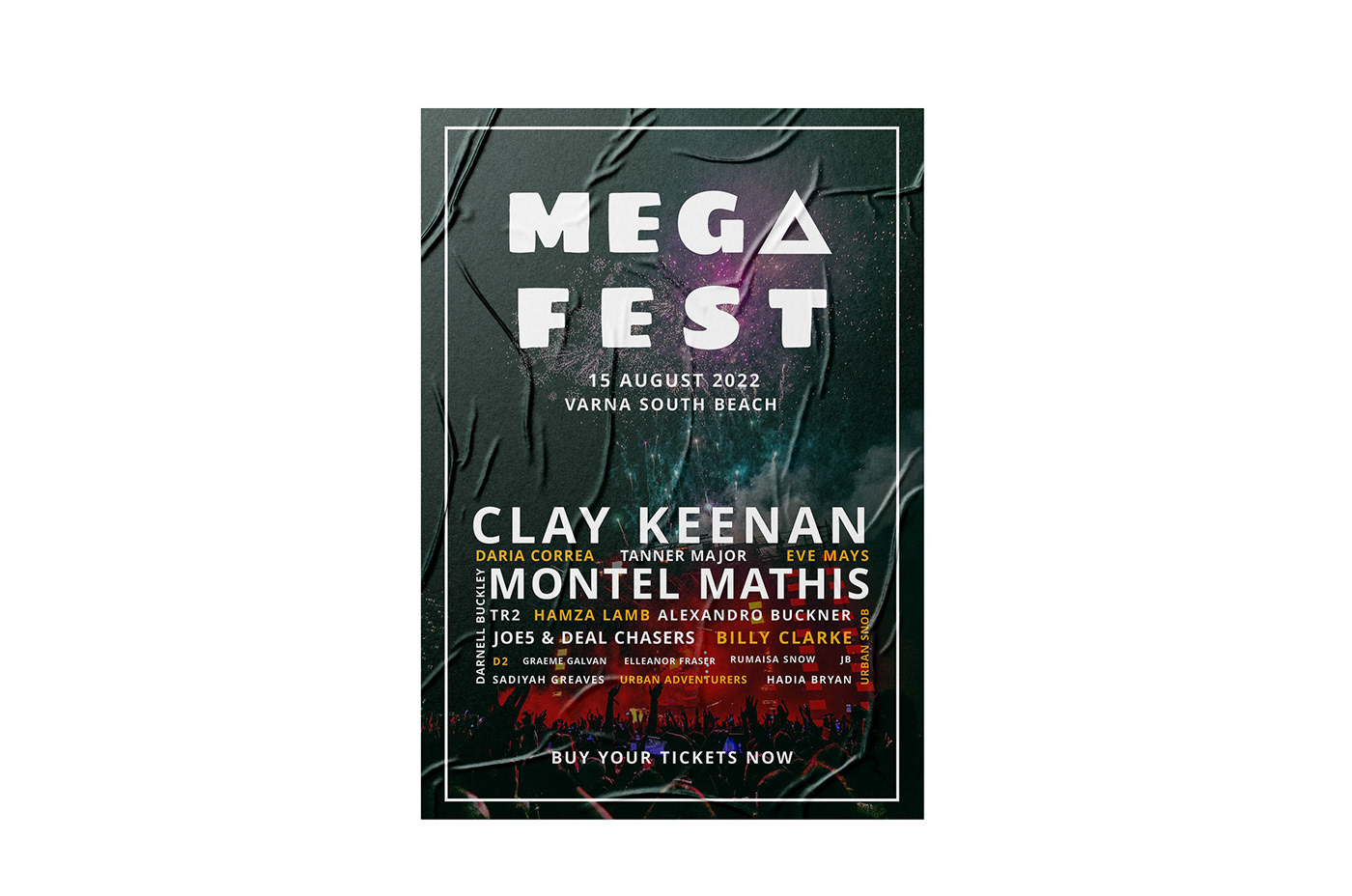 branding  Event fest festival logo mega Mockup music poster ticket