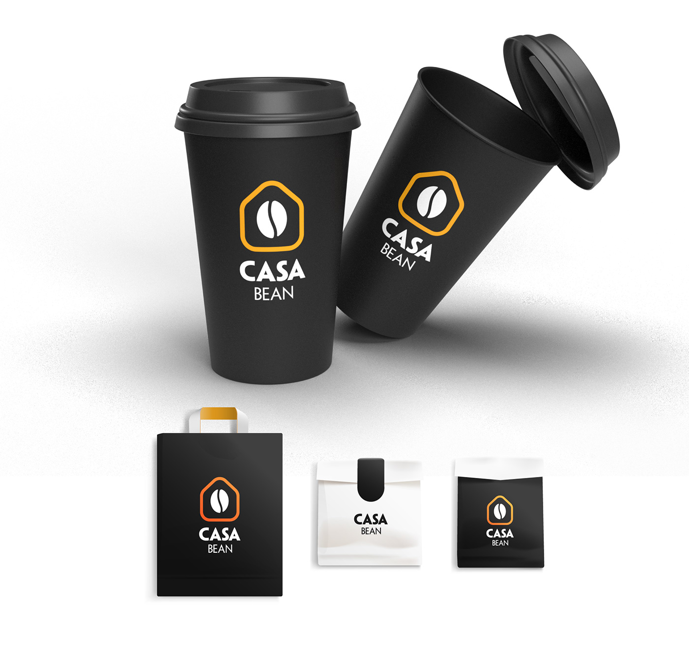 caffe Coffee brand logo identity casa bean
