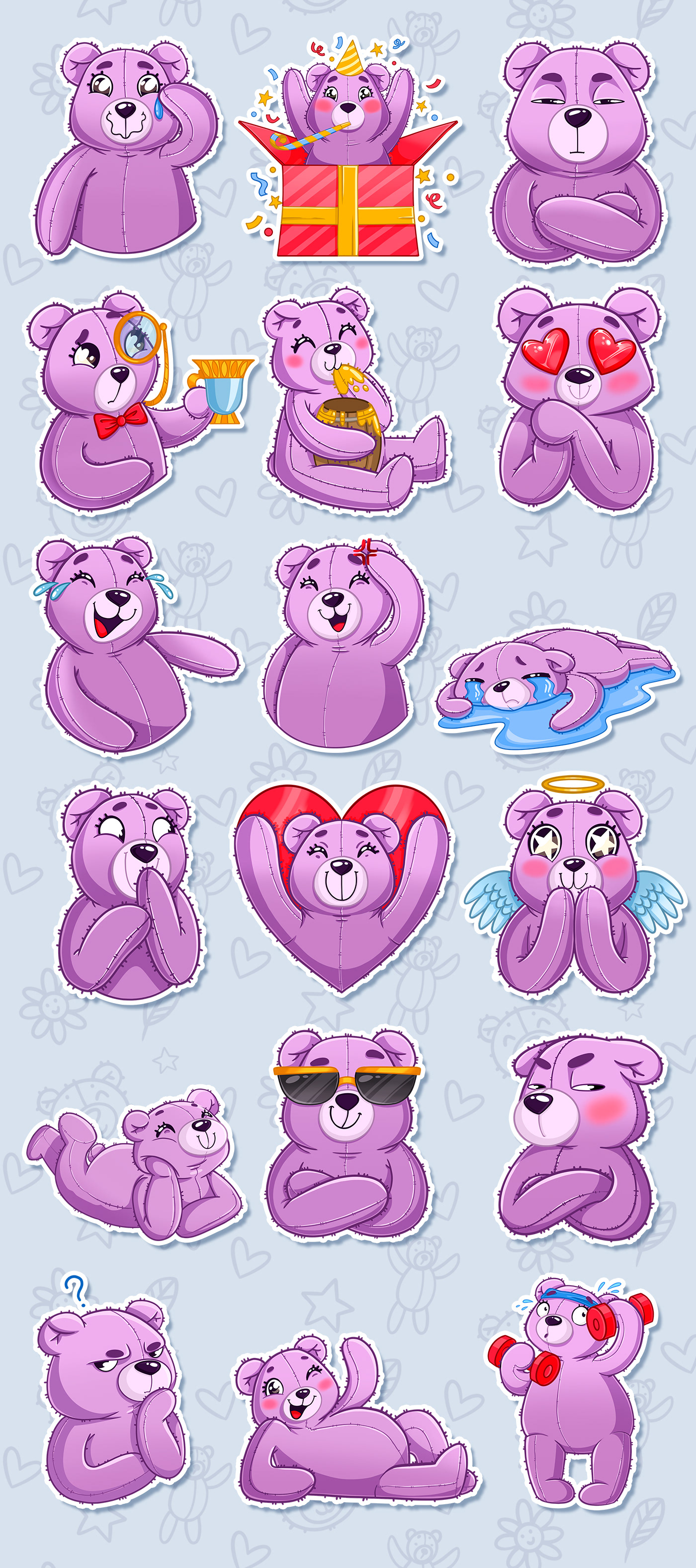 animals art bear cartoon emotion ILLUSTRATION  Illustrator sticker sticker pack Telegram