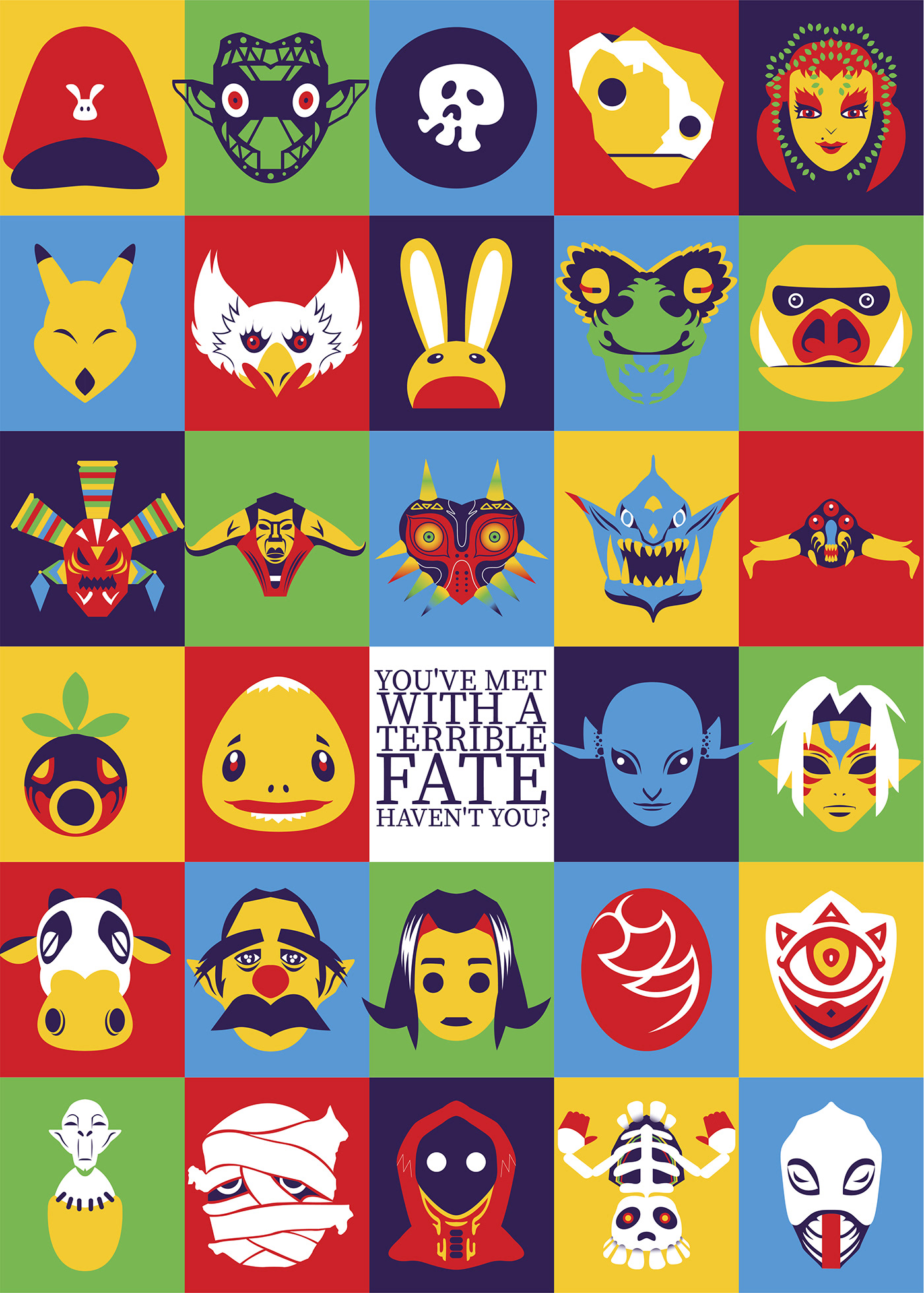 THE LEGEND OF ZELDA Majoras mask masks Nintendo Poster Design adobe illustrator 90s games nintendo 64