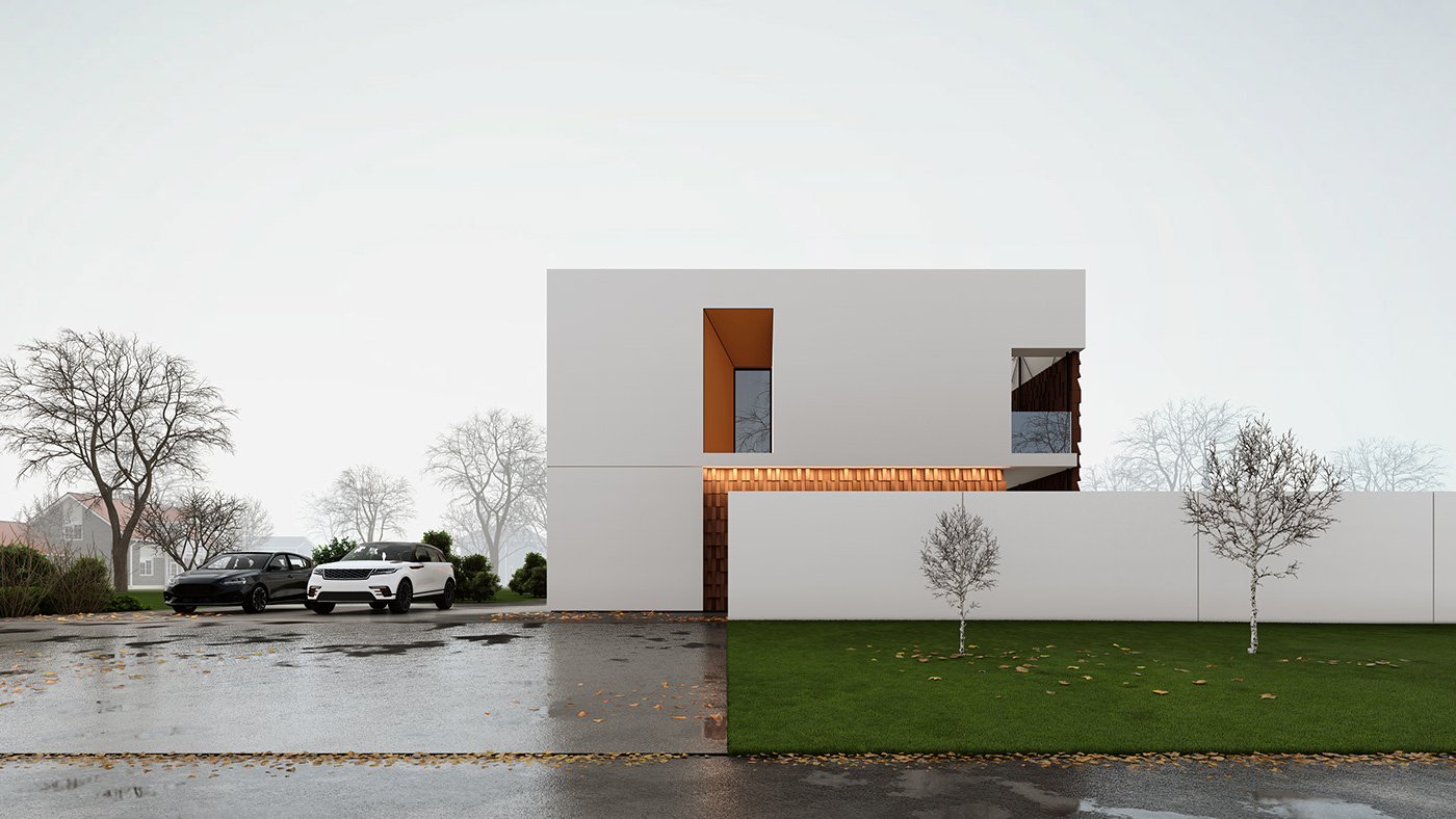 private house Villa exterior 3ds max interior design  modern visualization Render 3D corona