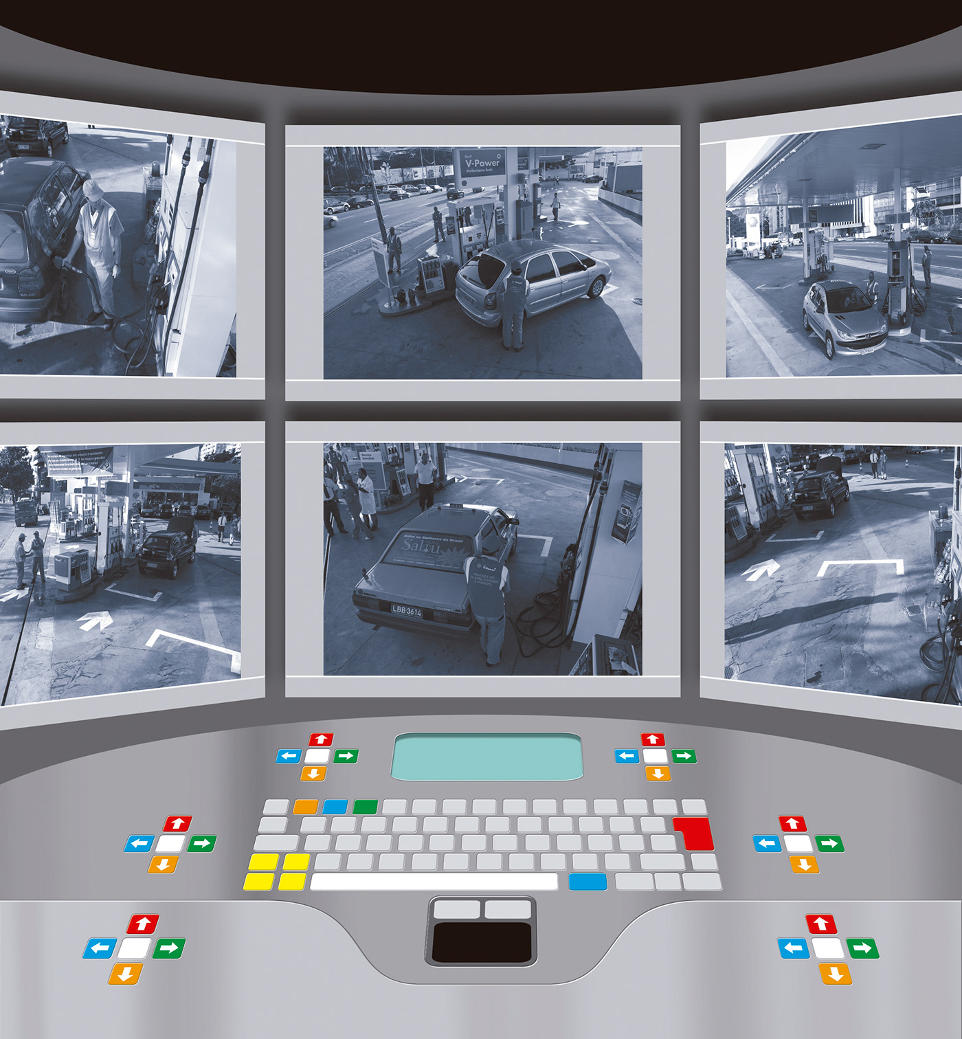 cameras central de segurança gravação joystick mesa monitoramento posto de combustível Segurança teclado tecnologia