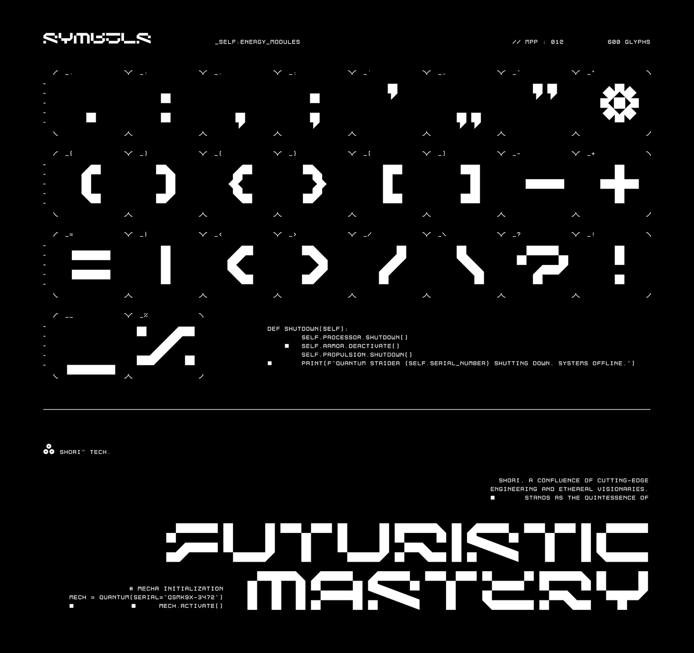 Typeface typography   Cyberpunk futuristic font modern Display lettering type mecha