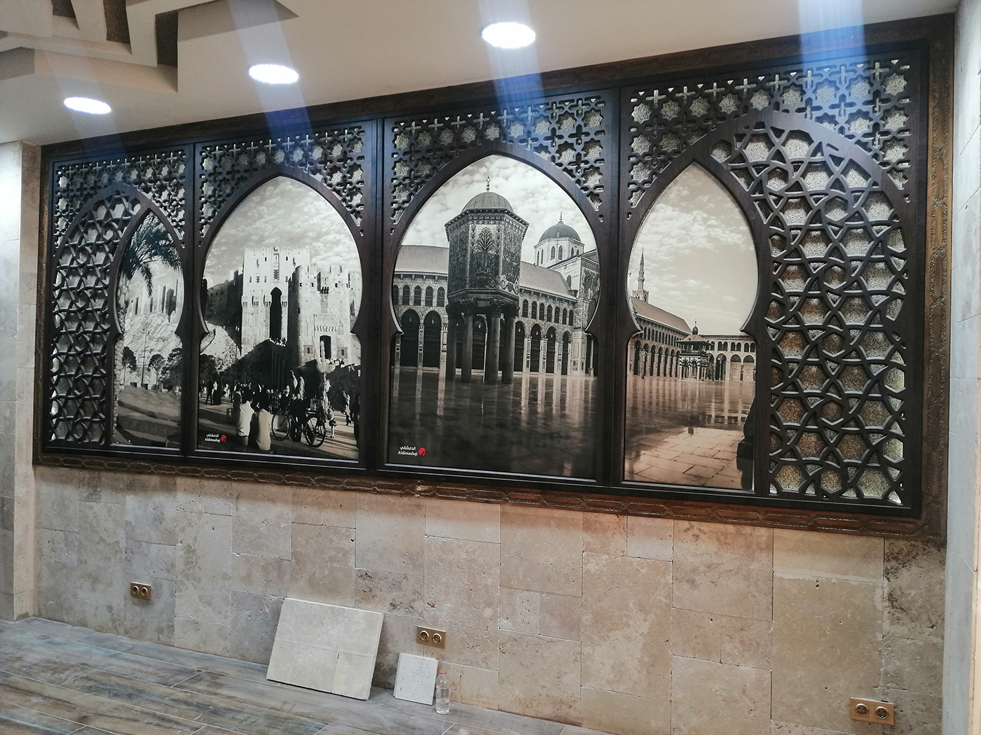 interior design  woodworking decor Interior design realistic oriantal restaurant Damascus