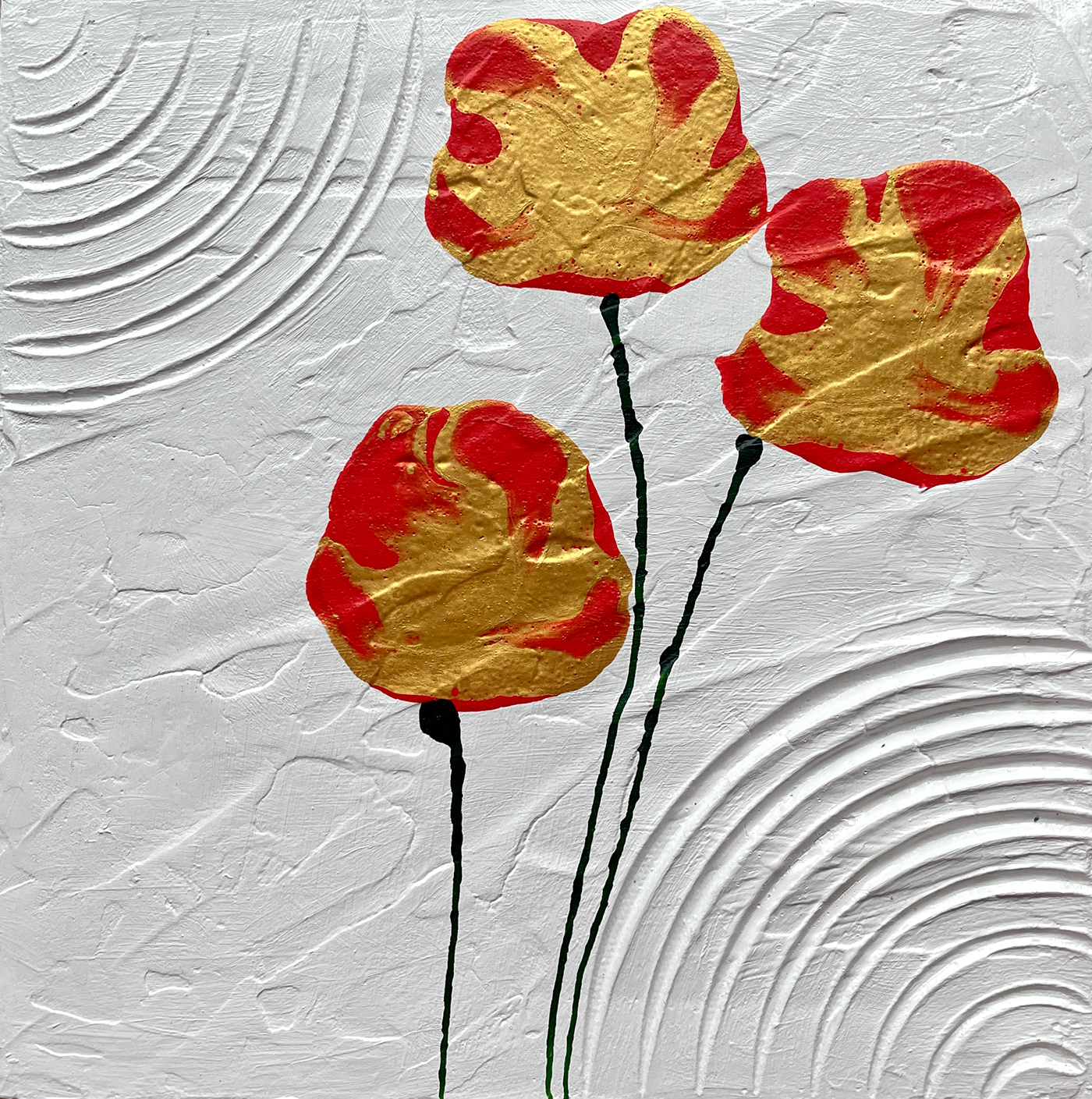 poppies Flowers absttact texturedart