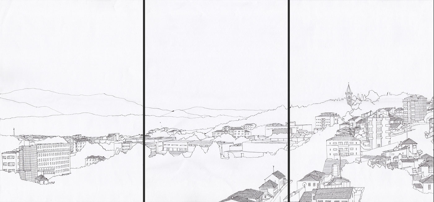 Drawing  Landscape Urban buildings architecture pen drawing desenho Paisagem urbano cityscape