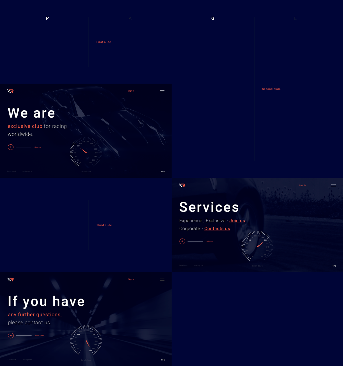 service Website Booking Cars ux UI Rent race speed tracks