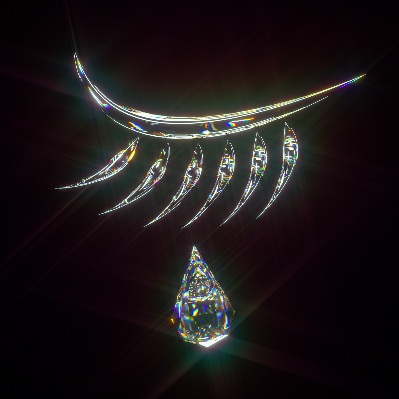 3D diamond  digitalart glass jewelry moth snail tear