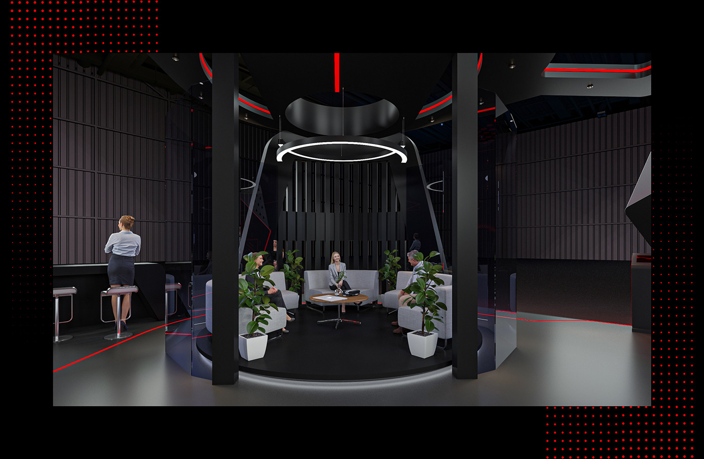 design Exhibition  booth 3D Render 3ds max Graphic Designer Advertising  designer