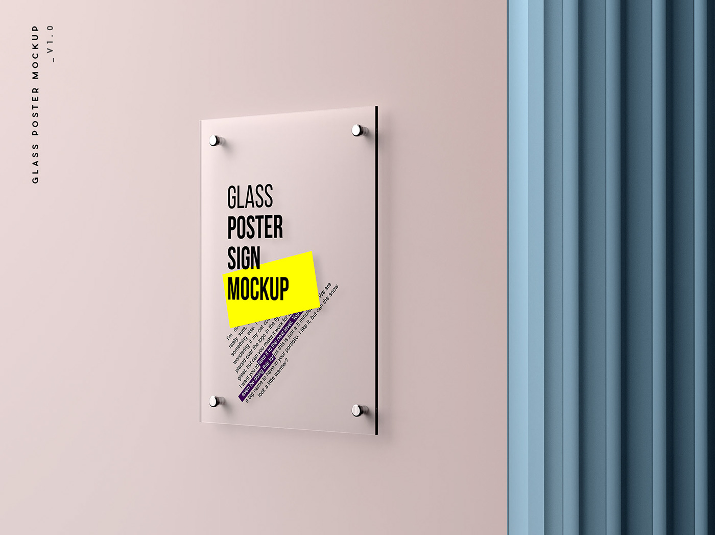 donwload glass poster Mockup photoshop psd sign Signage transparent