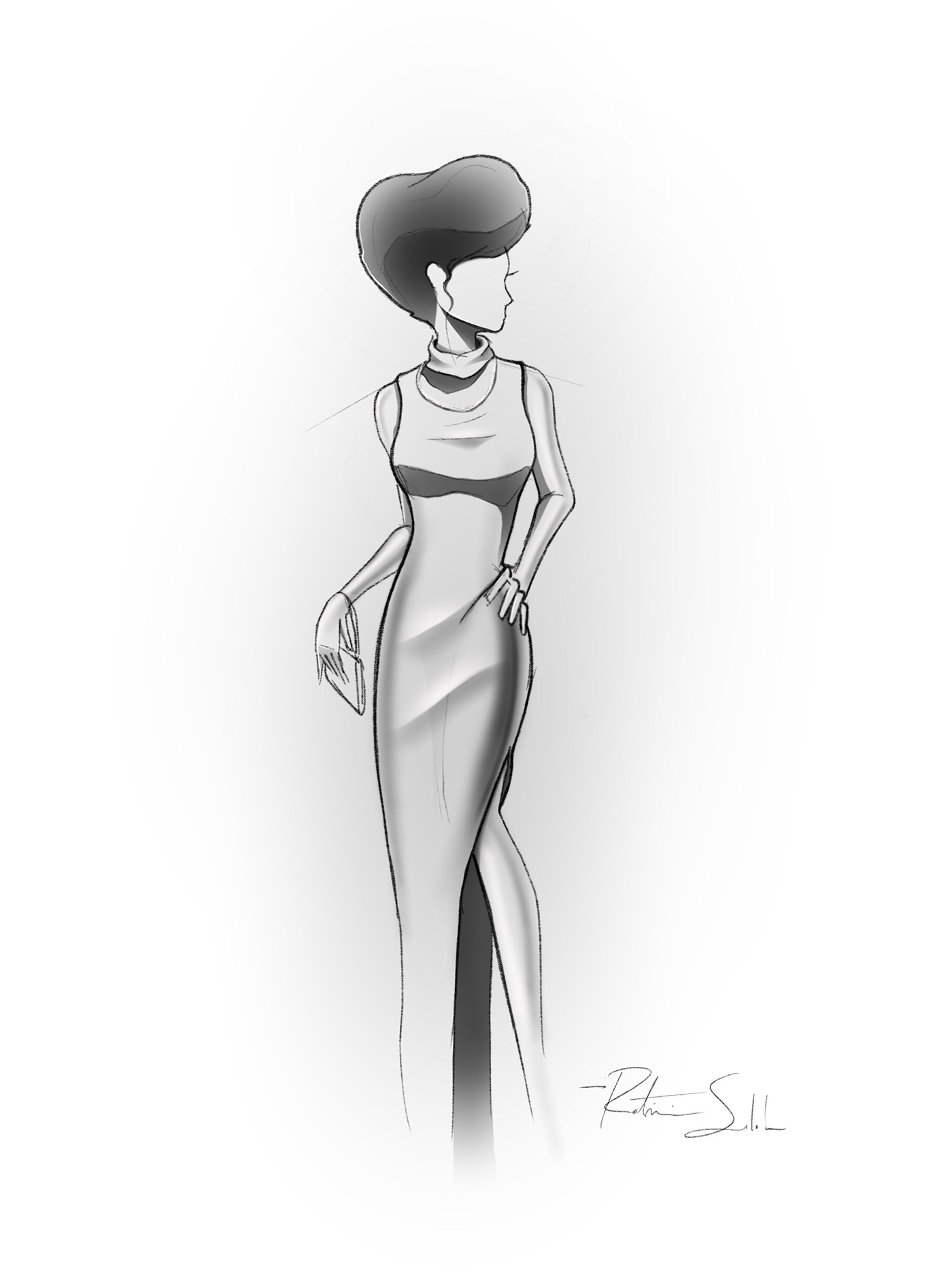 Style sketches illustrations people women models