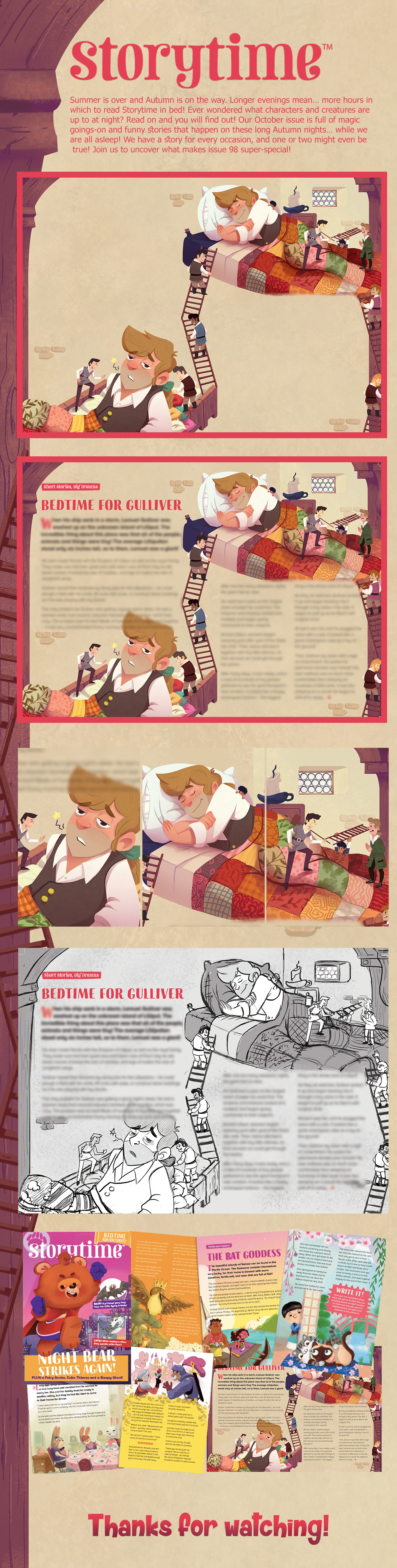 Adobe Photoshop Adobe Portfolio artwork bedtime for gulliver children illustration childrens book Storytime storytimemagazine
