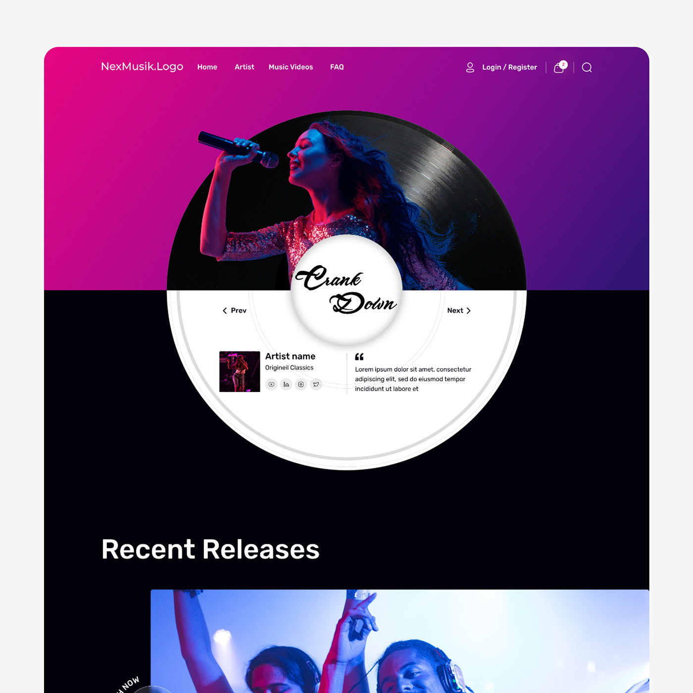 Figma music platform ui design Web Design  Website