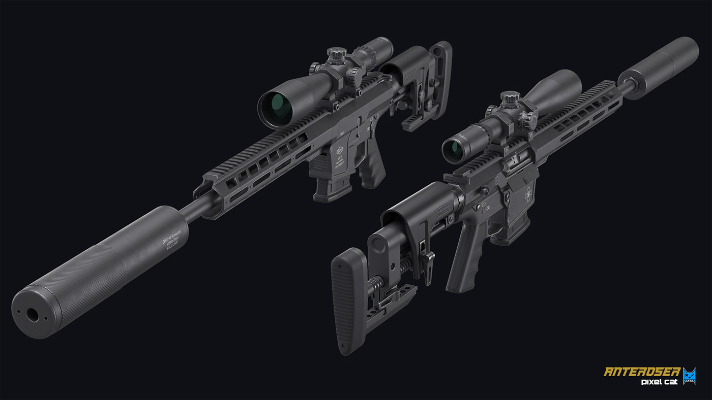 3D 3dart 3dmodel rifle Sniper Weapon