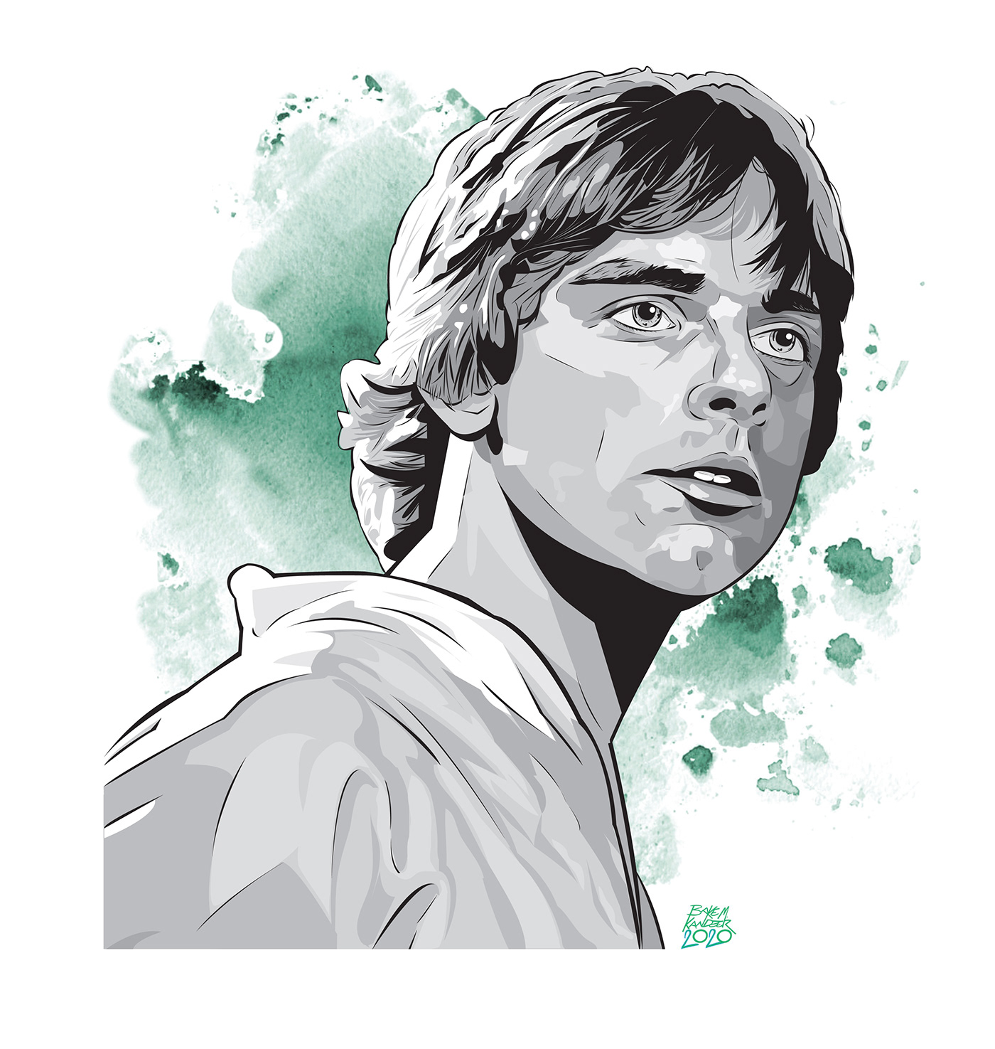 jedi luke skywalker painting   portrait star wars