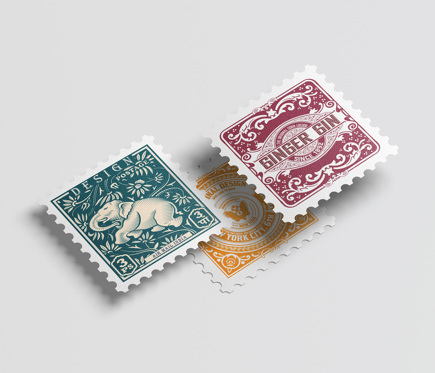 card envelope mock up postage mock up postage stamp presentation psd stamp template vintage