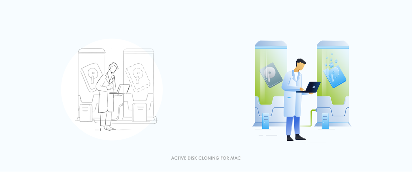 ILLUSTRATION  robot Character acronis Web Technology blue people newyear vector