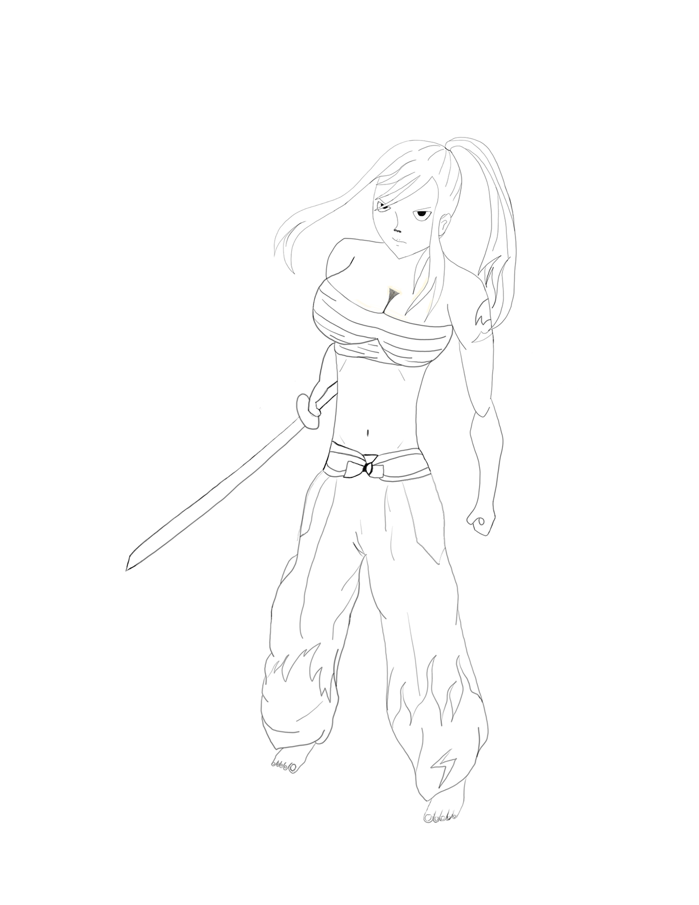 anime Character Character design  Drawing  FAIRY TAIL fantasy ILLUSTRATION  manga sketch swordsman