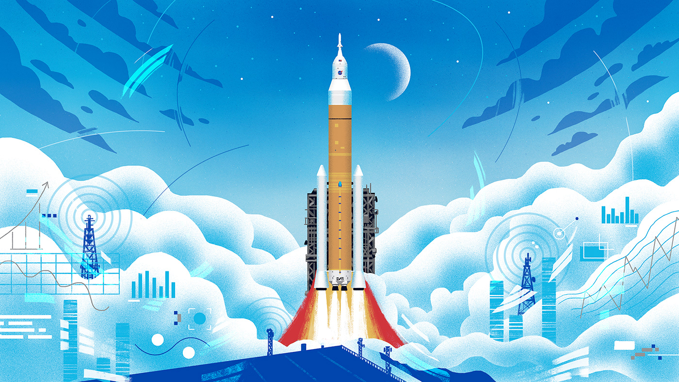 nasa outer space Space  astronaut moon mars rocket shuttle ILLUSTRATION  exploration