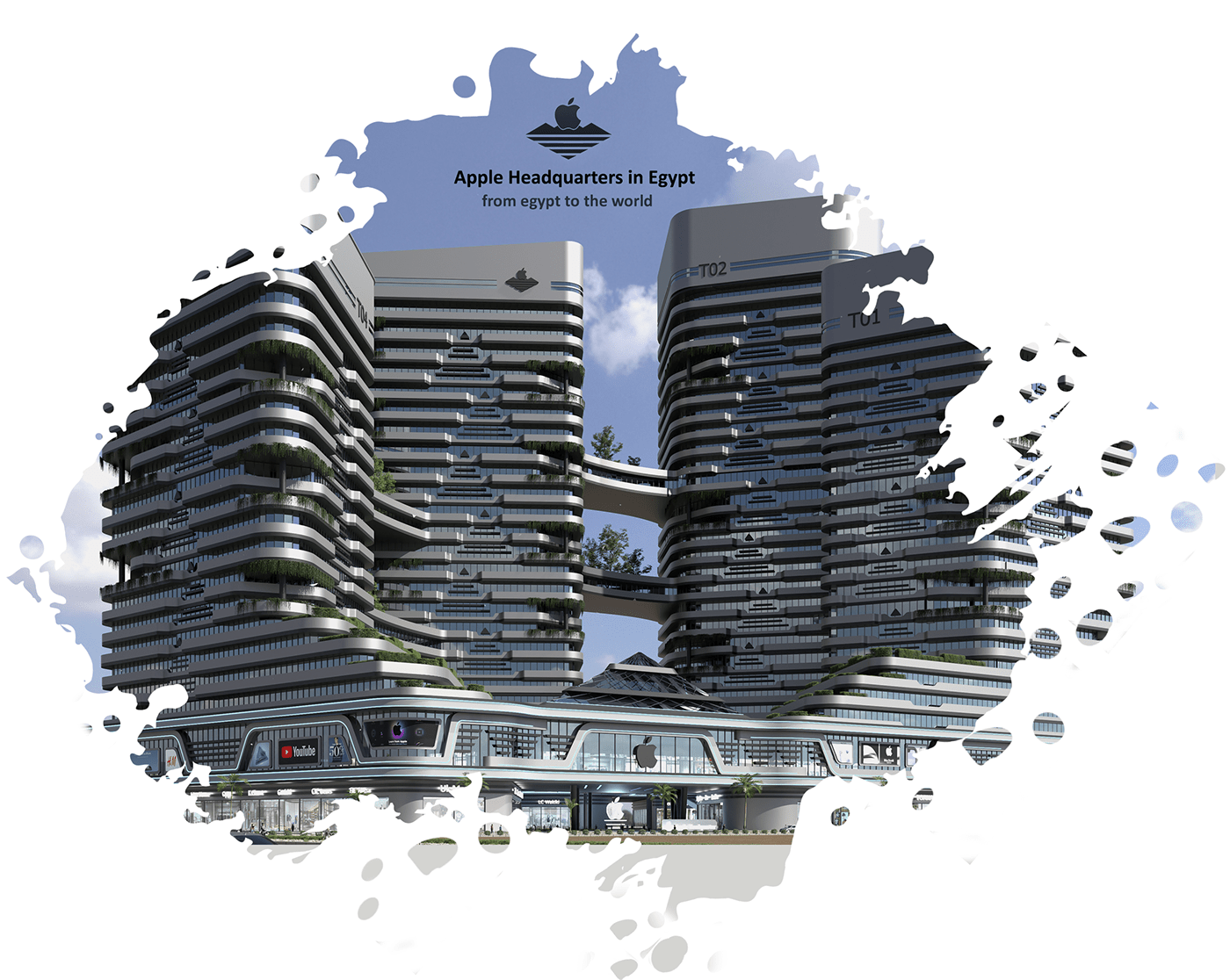 graduation project apple towers mixed use residential architecture graduation Render Office Building visualization