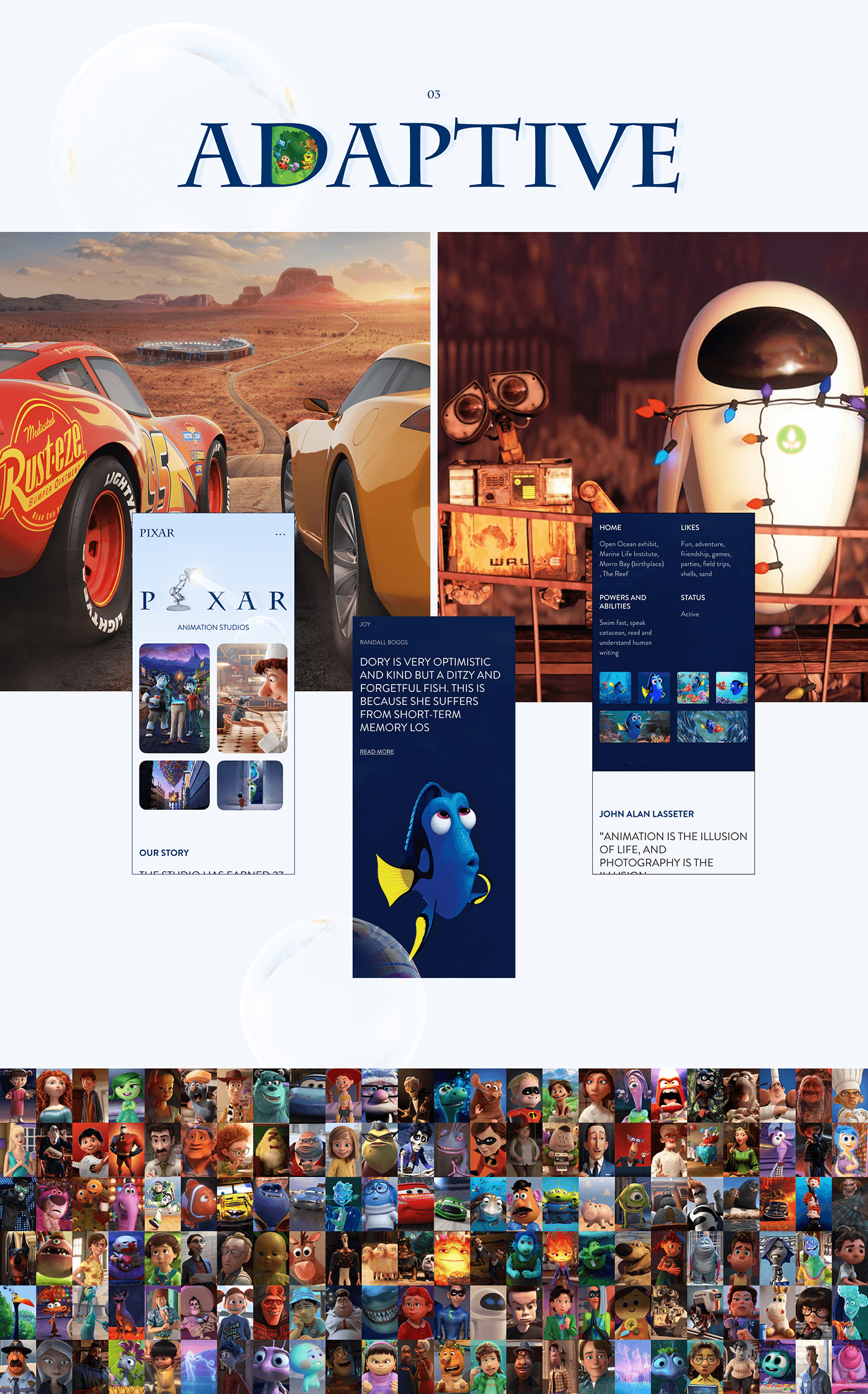 pixar Web Design  UI/UX cartoon disney redesign movie graphic design  designer