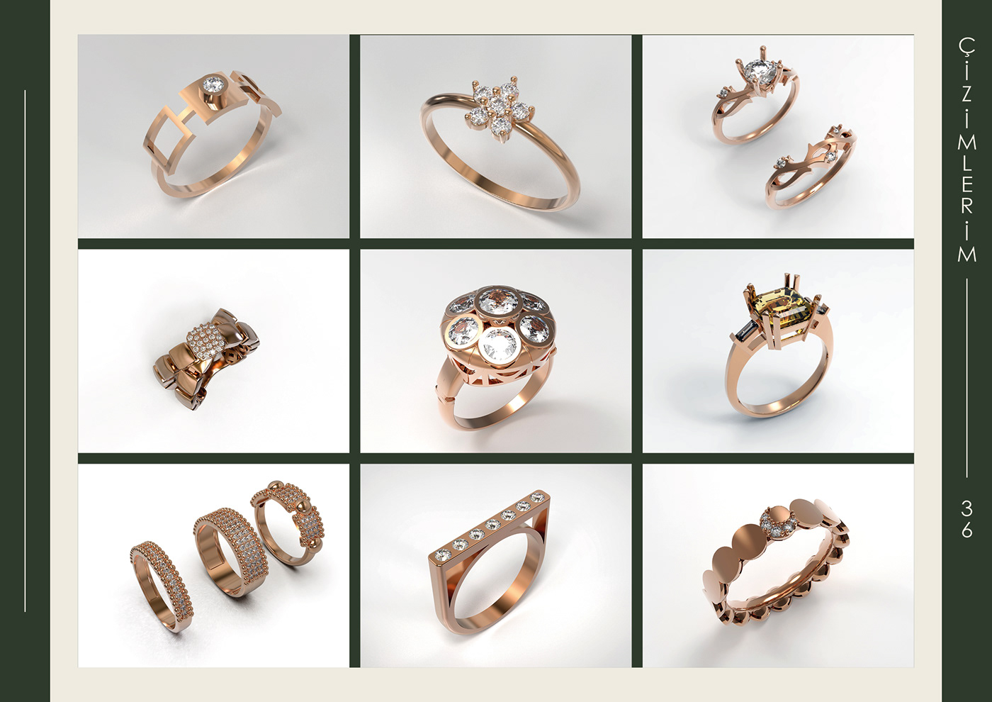 3d modeling design gold Jewellery jewelry mücevher pırlanta portfolio tasarım visualization