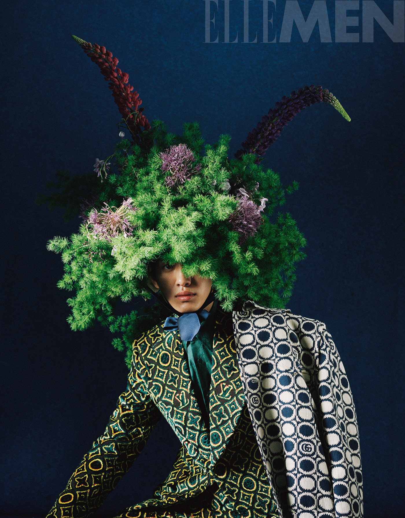 art dierection editorial Fashion  flower installation luxury men Photography  portrait