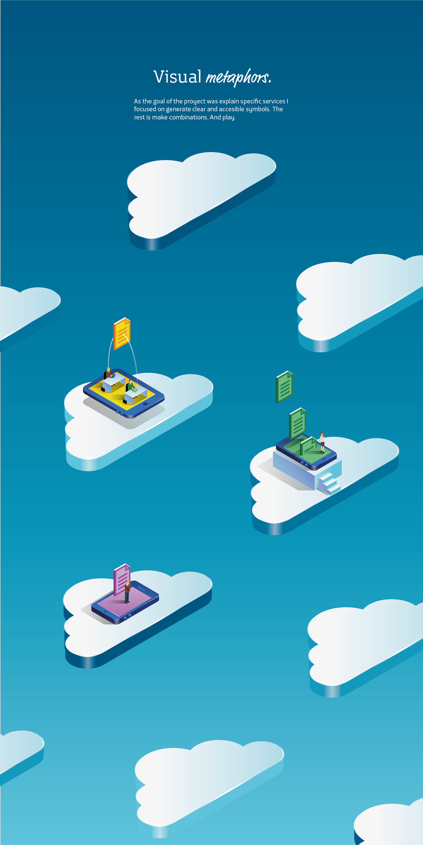 cloud computing infographic devices tech Isometric vector
