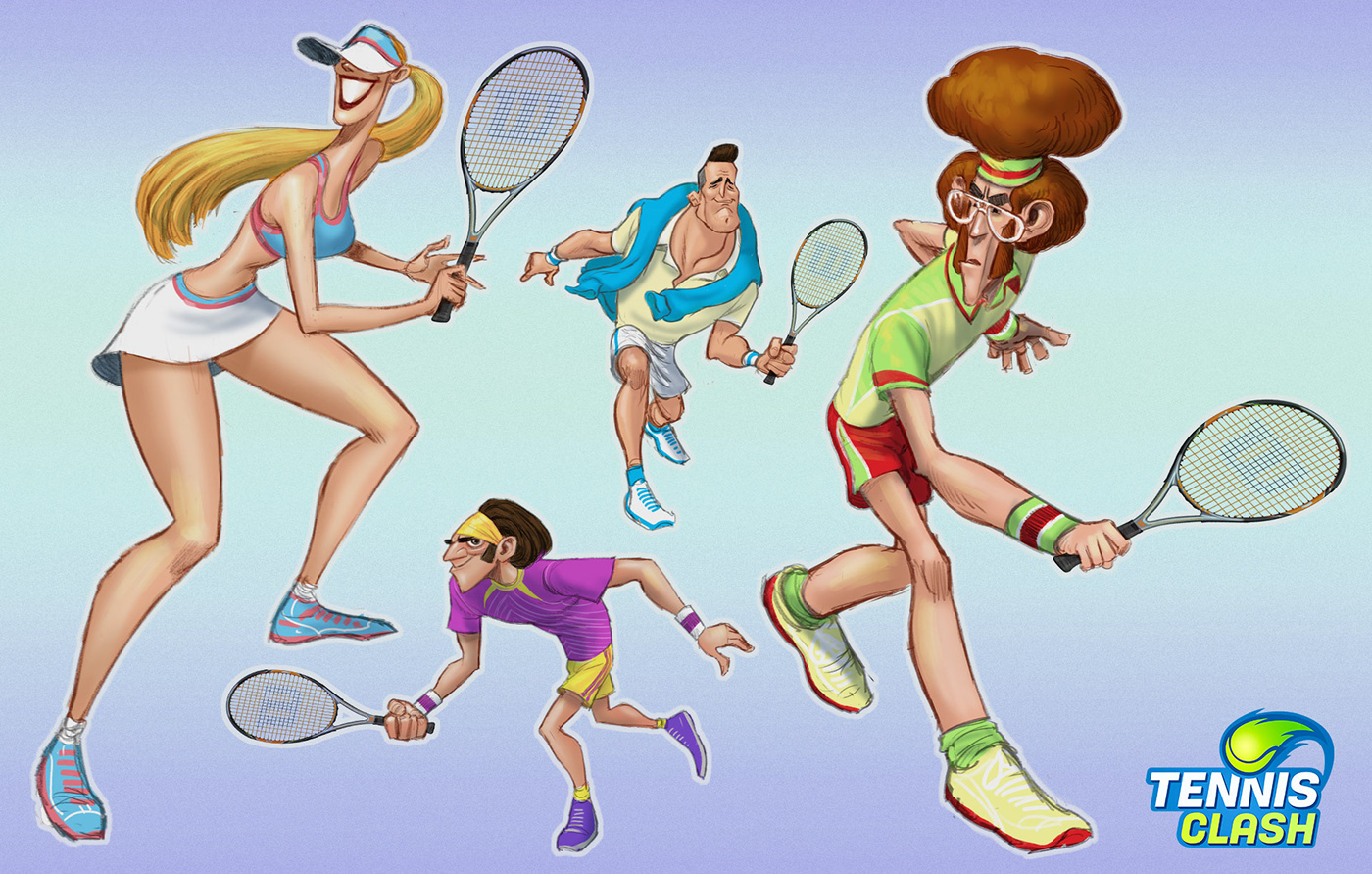cartoon Character design  concept art digital illustration game mobile sketch Tennis Clash wild life