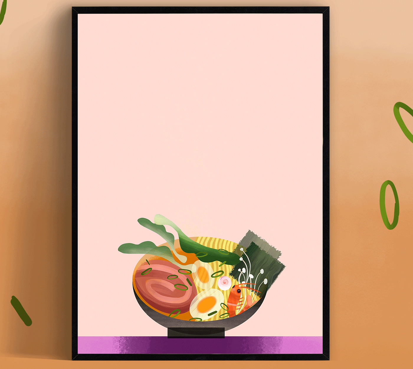 Advertising  cuisine Digital Art  digital illustration Drawing  Food  ILLUSTRATION  ramen vegetables visual identity