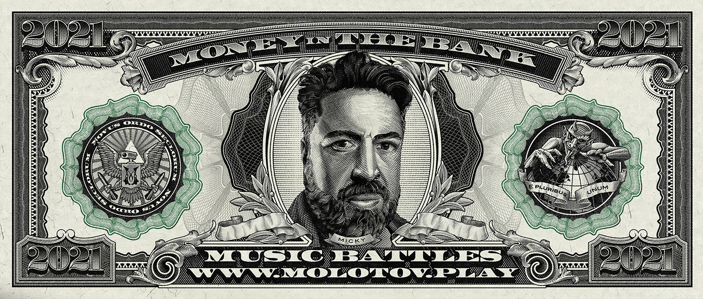 adobe banknotes engraving Hedcuts ILLUSTRATION  molotov music rockband