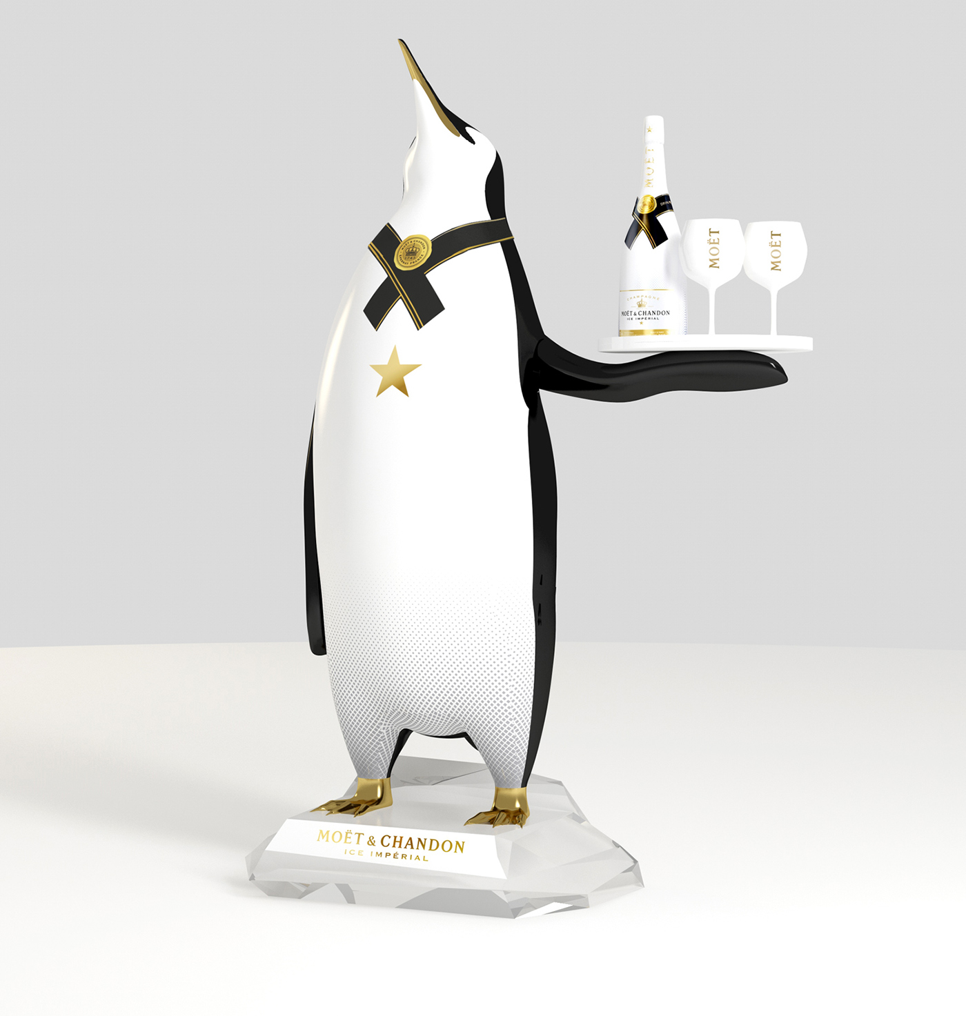3D CGI CG penguin Moet Champagne Render cinema4d innovation creative Retail design